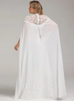 JJsHouse Robe Trapèze Col Haut Longueur Ras Du Sol Mousseline Dentelle Robe De Mariée -Voiles mariée Soldes 47e3dfeac126cd49272c6e1f3666d5bb