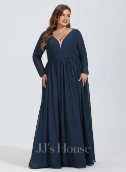 Jjshouse.fr Robe Trapèze Col V Longueur Ras Du Sol Mousseline Mousseline Robe De Demoiselle D'honneur Avec Fendue Devant -Voiles mariée Soldes 47e4dbd53ec90eef8343f56f7ce9f8f0