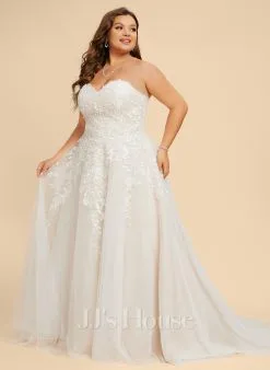 JJsHouse Robe Marquise/princesse Cache Cœur Traîne Moyenne Dentelle Tulle Robe De Mariée -Voiles mariée Soldes 49253b3818b2142abb148596af958096