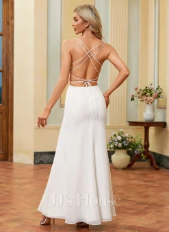 JJsHouse Forme Sirène/trompette Col V Longueur Ras Du Sol Mousseline Robe De Mariée -Voiles mariée Soldes 493ddc34234b8664a73b12e17d7f36fe