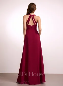 Jjshouse.fr Robe Trapèze Col V Longueur Ras Du Sol Mousseline Robe De Demoiselle D'honneur -Voiles mariée Soldes 4e3f6d6c2cd11909db9e174281dfbc43