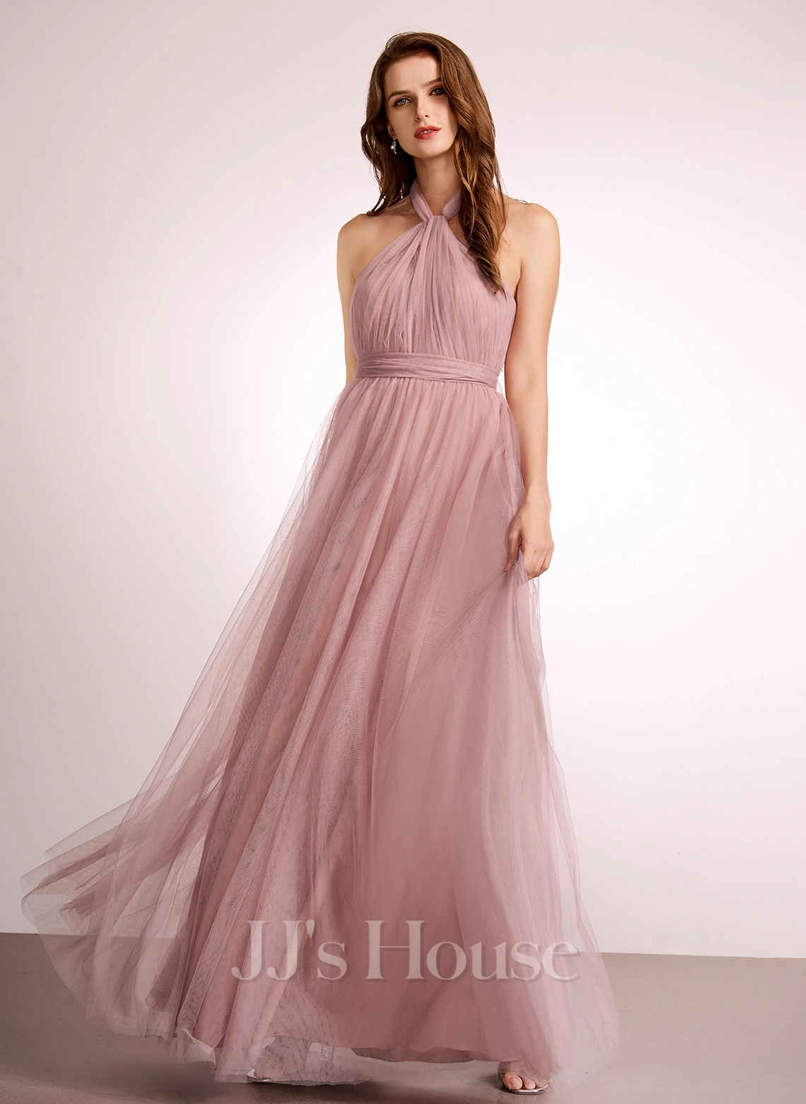 Jjshouse.fr Robe Trapèze épaule Dénudée Décolleté Asymétrique Col V Longueur Ras Du Sol Tulle Robe De Demoiselle D'honneur 8 Jjshouse.fr Robe Trapèze épaule Dénudée Décolleté Asymétrique Col V Longueur Ras Du Sol Tulle Robe De Demoiselle D'honneur – Image 8