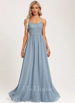 Jjshouse.fr Robe Trapèze Scoop Longueur Ras Du Sol Mousseline Dentelle Robe De Demoiselle D'honneur -Voiles mariée Soldes 51d59d88f2fc3385cfa59fb96b608abb