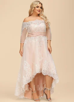 JJsHouse Robe Trapèze Asymétrique Dentelle Satiné Tulle Robe De Mariée Avec Paillettes -Voiles mariée Soldes 51f6f06250cfad7b9a8c0f82b10aca61