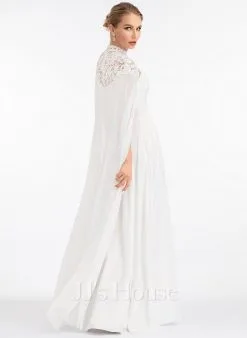 JJsHouse Robe Trapèze Col Haut Longueur Ras Du Sol Mousseline Dentelle Robe De Mariée -Voiles mariée Soldes 530e519a5511376bfe0035d3b122af58
