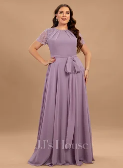 Jjshouse.fr Robe Trapèze Scoop Longueur Ras Du Sol Mousseline Dentelle Robe De Demoiselle D'honneur -Voiles mariée Soldes 540d2bb3451ceb7b289197f3b5d2e908