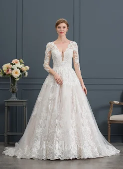 JJsHouse Robe Marquise/princesse Col V Dentelle Tulle Robe De Mariée -Voiles mariée Soldes 54b408e217b59deeaec26145fd75d5a9