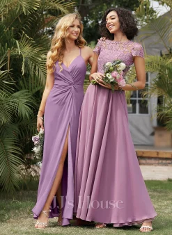 Jjshouse.fr Robe Trapèze Scoop Longueur Ras Du Sol Mousseline Dentelle Dentelle Mousseline Robe De Demoiselle D'honneur Avec Poches -Voiles mariée Soldes 560ef0e15276d6143a7fb67a207a4e6f