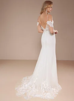 JJsHouse Forme Sirène/trompette Accueil Froid Traîne Moyenne Mousseline Dentelle Robe De Mariée Avec Paillettes -Voiles mariée Soldes 57e586ce9c1793d623ae88e7976a7aa4