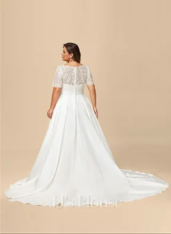 JJsHouse Robe Marquise/princesse Traîne Moyenne Dentelle Satiné Robe De Mariée Avec Brodé Paillettes -Voiles mariée Soldes 580fbe26fec453a36442bf9c8778afe5