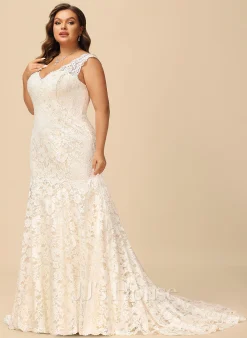 JJsHouse Forme Sirène/trompette Col V Traîne Moyenne Dentelle Robe De Mariée -Voiles mariée Soldes 5976aea4d0197418ea6f0eb55a2f4a80