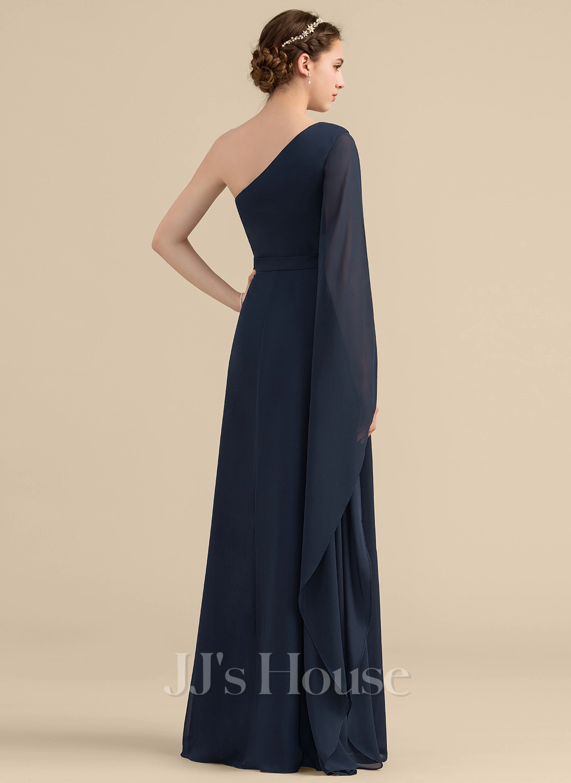 Jjshouse.fr Robe Trapèze Décolleté Asymétrique Longueur Ras Du Sol Mousseline Mousseline Robe De Demoiselle D'honneur Avec Plissé 5 Jjshouse.fr Robe Trapèze Décolleté Asymétrique Longueur Ras Du Sol Mousseline Mousseline Robe De Demoiselle D'honneur Avec Plissé – Image 5