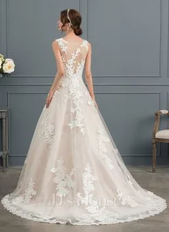 JJsHouse Robe Marquise/princesse Illusion Traîne Moyenne Dentelle Tulle Robe De Mariée Avec Brodé Paillettes -Voiles mariée Soldes 5baf69e52a58ab6d201820aab7b0838c