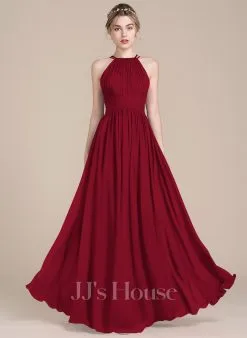 Jjshouse.fr Robe Trapèze Scoop Longueur Ras Du Sol Mousseline Mousseline Robe De Demoiselle D'honneur Avec Plissé -Voiles mariée Soldes 5c27fb89deaa4ddfee739b4ae36037f4