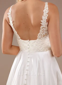 JJsHouse Robe Marquise/princesse Col V Longueur Ras Du Sol Dentelle Satiné Robe De Mariée -Voiles mariée Soldes 5ce908d2f078e5f36bbdcb8dfa491701