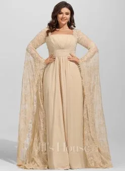 JJsHouse Robe Trapèze Carré Longueur Ras Du Sol Mousseline Dentelle Robe De Mariée Avec Brodé Plissée -Voiles mariée Soldes 5d1bf5d74f168884944ac5acf59d141e