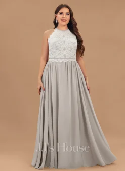 Jjshouse.fr Robe Trapèze Scoop Longueur Ras Du Sol Mousseline Dentelle Dentelle Mousseline Robe De Demoiselle D'honneur -Voiles mariée Soldes 5d77c41a0bfaa7fdefe5390a89d2b044