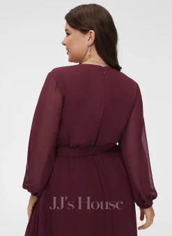 Jjshouse.fr Robe Trapèze Col V Longueur Ras Du Sol Mousseline Mousseline Robe De Demoiselle D'honneur Avec Arc Plissé Fendue Devant -Voiles mariée Soldes 5f22508252f86b87ccee88bf4b705786