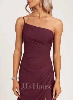 Jjshouse.fr Robe Trapèze Décolleté Asymétrique Longueur Ras Du Sol Mousseline Robe De Demoiselle D'honneur Avec Plissé -Voiles mariée Soldes 5f81c1c14b80a7794301ee597c0a6893