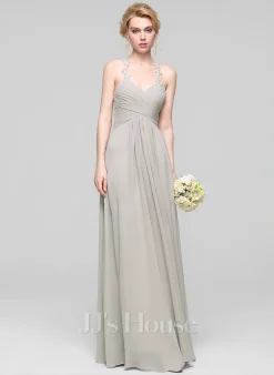 Jjshouse.fr Robe Trapèze Cache Cœur Longueur Ras Du Sol Mousseline Dentelle Mousseline Robe De Demoiselle D'honneur Avec Plissé -Voiles mariée Soldes 6198569cef43ce4fbf5e38a2b36ee63e