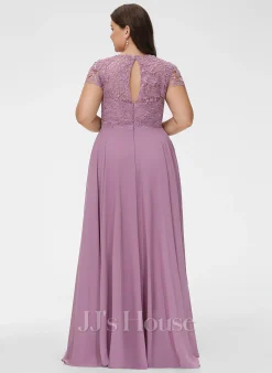 Jjshouse.fr Robe Trapèze Scoop Longueur Ras Du Sol Mousseline Dentelle Dentelle Mousseline Robe De Demoiselle D'honneur Avec Poches -Voiles mariée Soldes 64394ea3006f9714dd61f8c70f1a8f5a