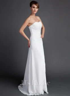 JJsHouse Fourreau Cache Cœur Balayage/pinceau Train Mousseline Robe De Mariée Avec Plissé -Voiles mariée Soldes 65effa8e7a88878d37f9f081e3cfa52b