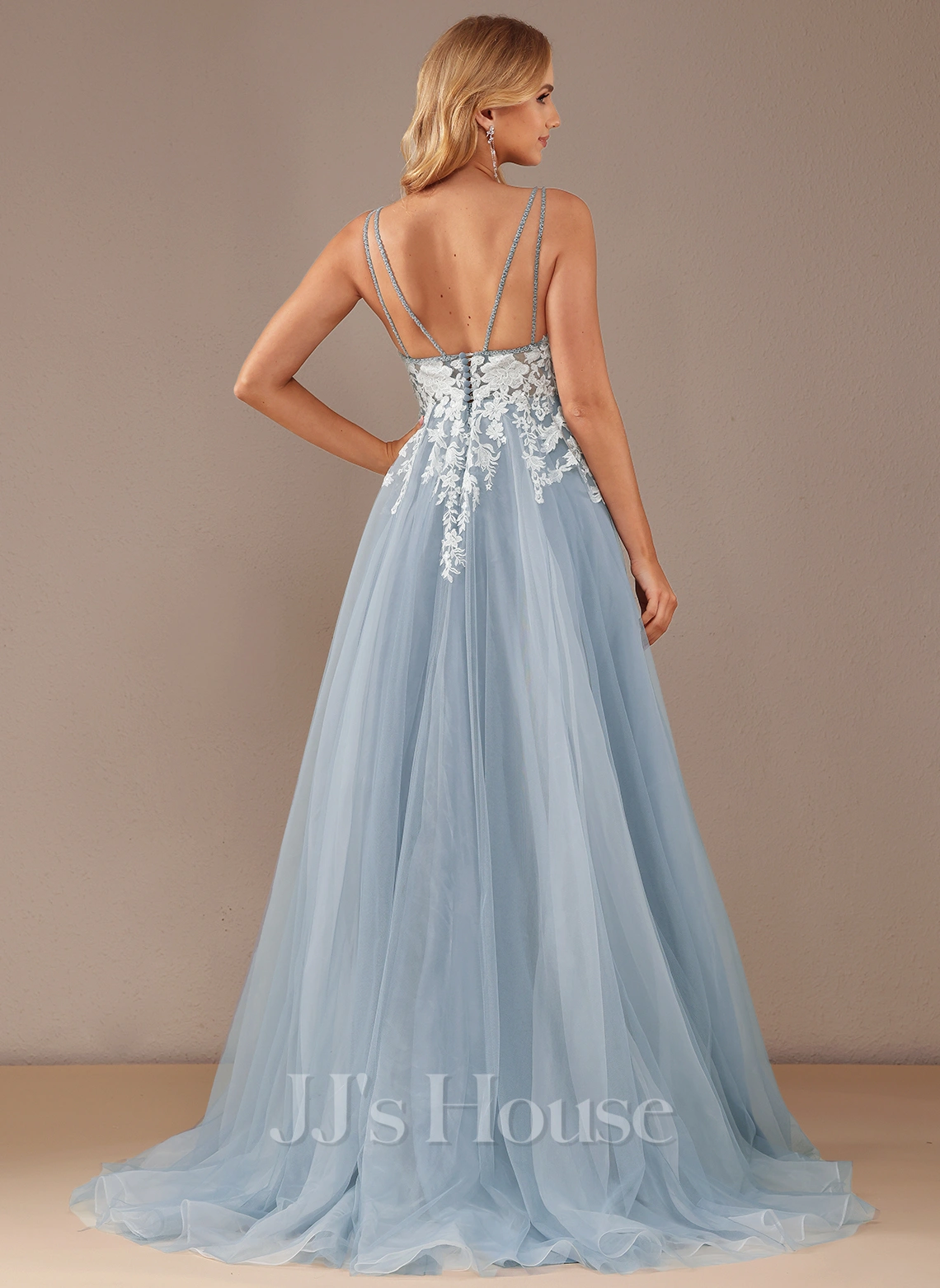 JJsHouse Robe Marquise/princesse Col V Traîne Moyenne Dentelle Tulle Robe De Mariée Avec Brodé Paillettes 6 JJsHouse Robe Marquise/princesse Col V Traîne Moyenne Dentelle Tulle Robe De Mariée Avec Brodé Paillettes – Image 6