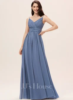 Jjshouse.fr Robe Trapèze Col V Longueur Ras Du Sol Mousseline Mousseline Robe De Demoiselle D'honneur