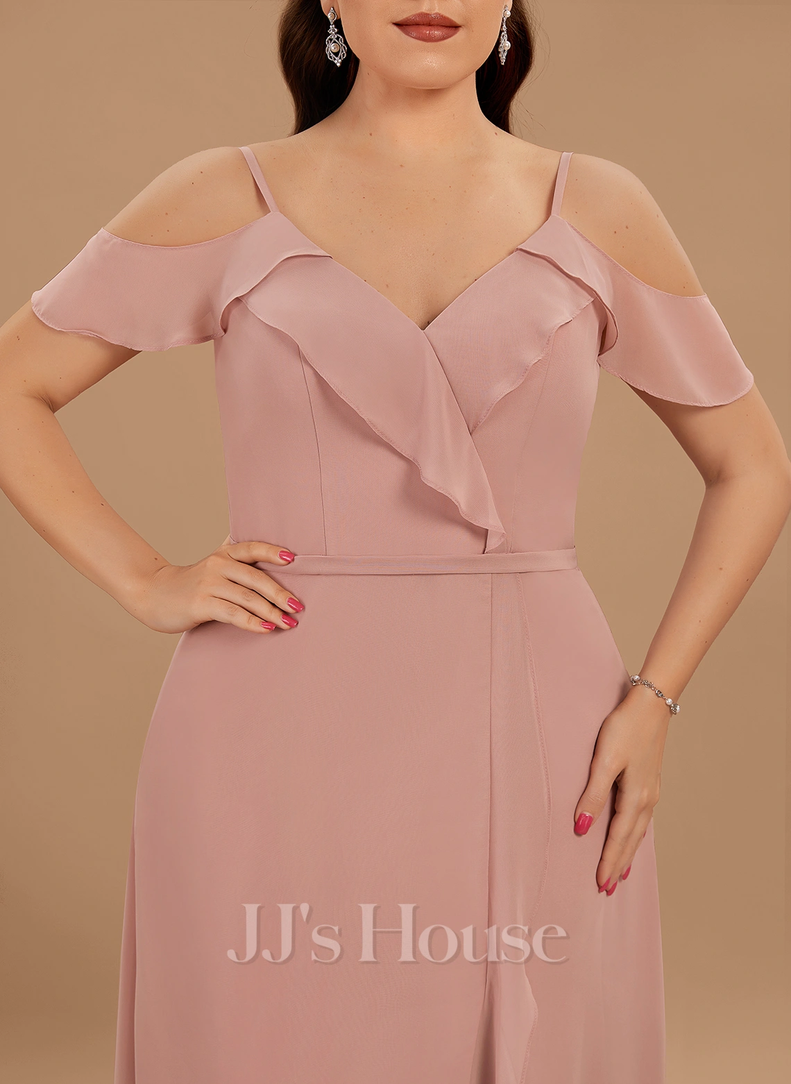 Jjshouse.fr Robe Trapèze Col V Asymétrique Mousseline Mousseline Robe De Demoiselle D'honneur Avec Robe à Volants 7 Jjshouse.fr Robe Trapèze Col V Asymétrique Mousseline Mousseline Robe De Demoiselle D'honneur Avec Robe à Volants – Image 7