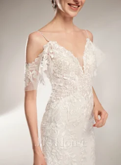 JJsHouse Forme Sirène/trompette Col V Traîne Mi-longue Dentelle Tulle Robe De Mariée Avec Brodé Paillettes 15 JJsHouse Forme Sirène/trompette Col V Traîne Mi-longue Dentelle Tulle Robe De Mariée Avec Brodé Paillettes -Voiles mariée Soldes 696194c9b1f5c17bba1a7746bf51de7b