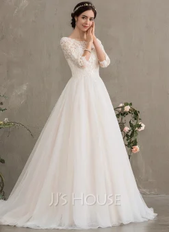 JJsHouse Robe Marquise/princesse Traîne Moyenne Dentelle Tulle Robe De Mariée Avec Paillettes -Voiles mariée Soldes 6b737390c0e0f9f3547cc923364a1ee9