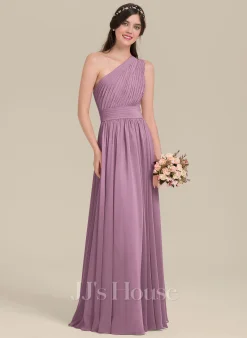 Jjshouse.fr Robe Trapèze Décolleté Asymétrique Longueur Ras Du Sol Mousseline Mousseline Robe De Demoiselle D'honneur Avec Plissé -Voiles mariée Soldes 6c63cc1afe169b98fc7fc02b4e92a6c2