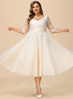 JJsHouse Robe Marquise/princesse Col V Longueur Mollet Dentelle Tulle Robe De Mariée 14 JJsHouse Robe Marquise/princesse Col V Longueur Mollet Dentelle Tulle Robe De Mariée -Voiles mariée Soldes 6ed2f0f3b6605deb5e0d453c9c383c02