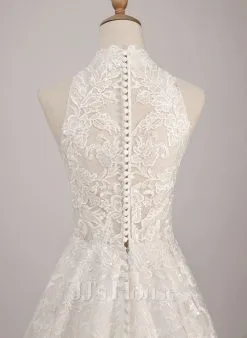 JJsHouse Robe Marquise/princesse Col Haut Balayage/pinceau Train Dentelle Tulle Robe De Mariée Avec Paillettes -Voiles mariée Soldes 703e191cbd4ecf97a8b13f9522e71b33