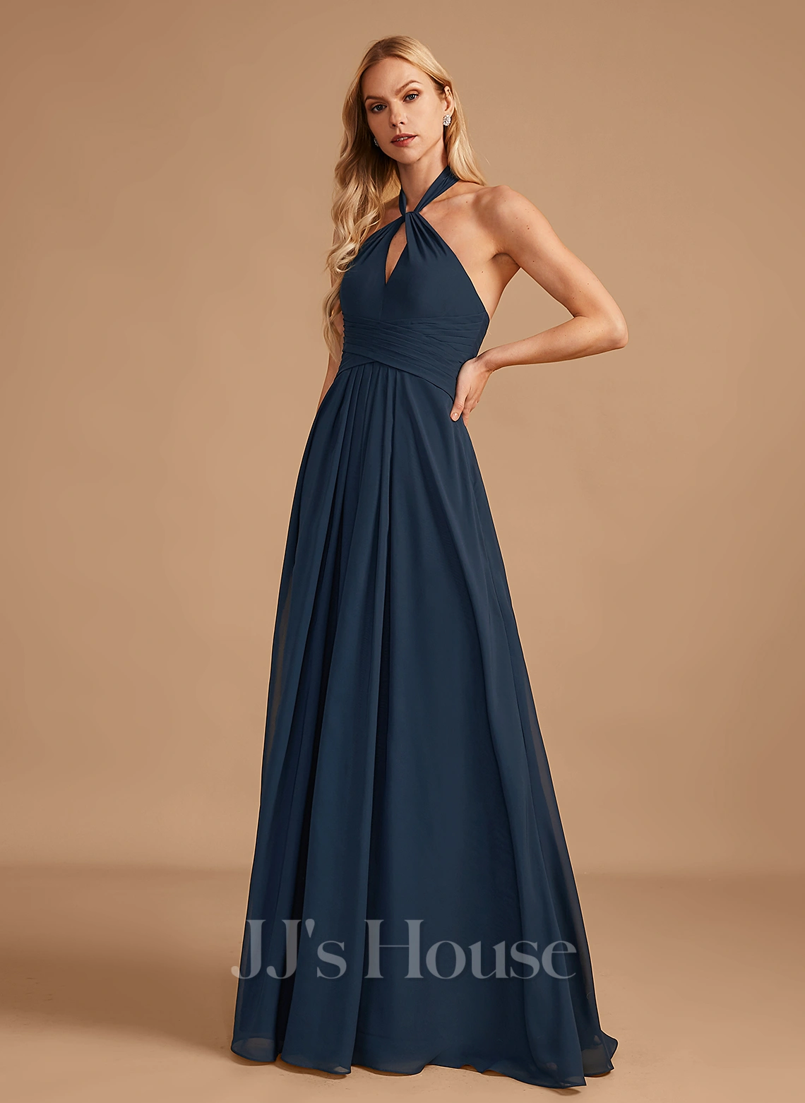 Jjshouse.fr Robe Trapèze Dos Nu Longueur Ras Du Sol Mousseline Robe De Demoiselle D'honneur Avec Plissé 1 Jjshouse.fr Robe Trapèze Dos Nu Longueur Ras Du Sol Mousseline Robe De Demoiselle D'honneur Avec Plissé