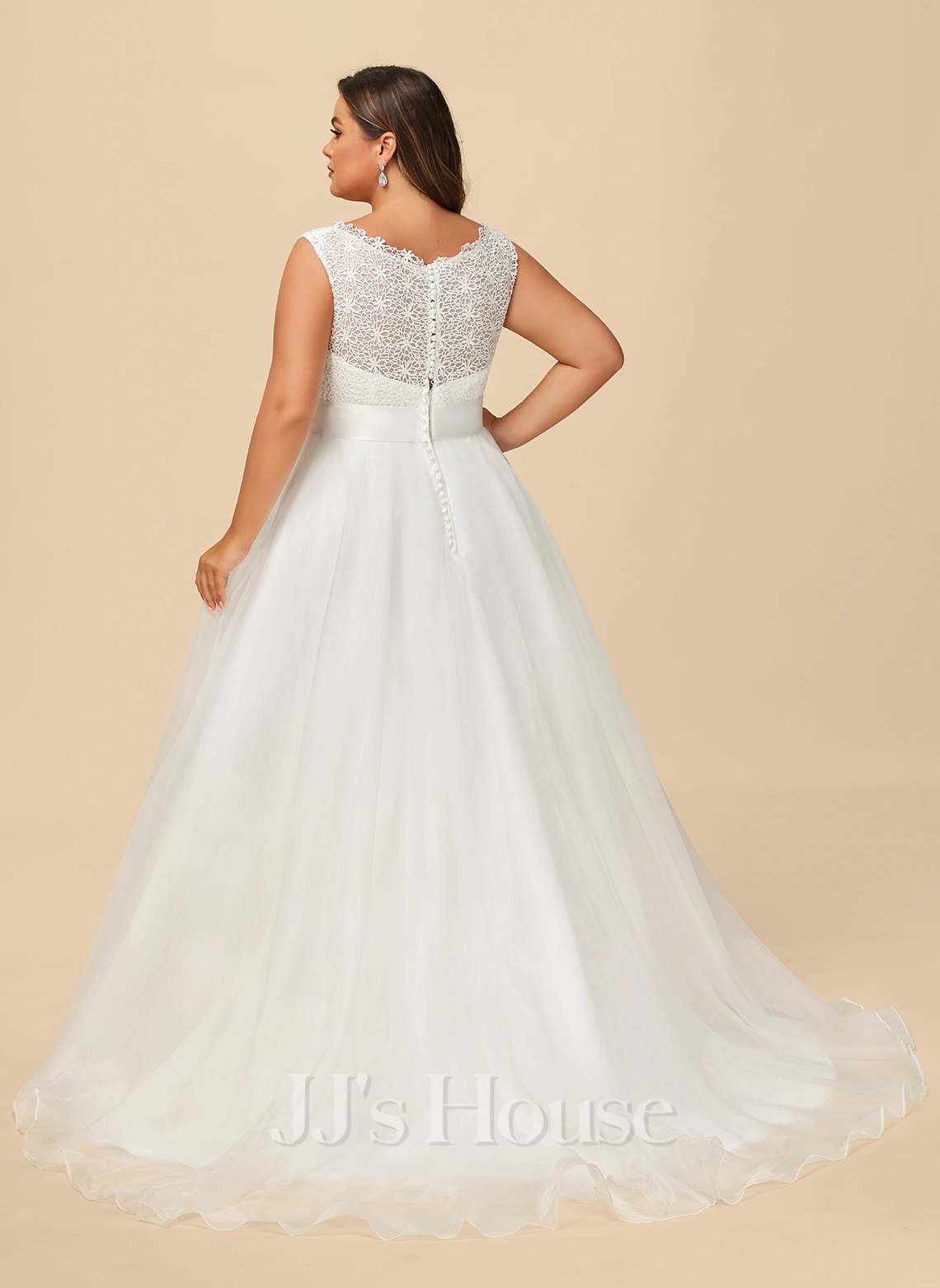 JJsHouse Robe Marquise/princesse Balayage/pinceau Train Dentelle Organza Satiné Robe De Mariée Avec Brodé Paillettes 14 JJsHouse Robe Marquise/princesse Balayage/pinceau Train Dentelle Organza Satiné Robe De Mariée Avec Brodé Paillettes – Image 14