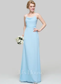 Jjshouse.fr Robe Trapèze Capot Longueur Ras Du Sol Mousseline Mousseline Robe De Demoiselle D'honneur Avec Plissé