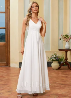 JJsHouse Robe Trapèze Col V Longueur Ras Du Sol Mousseline Robe De Mariée Avec Plissée 10 JJsHouse Robe Trapèze Col V Longueur Ras Du Sol Mousseline Robe De Mariée Avec Plissée -Voiles mariée Soldes 74daf8c47d9e37fa997192c0ae89fd68