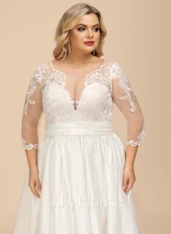 JJsHouse Robe Marquise/princesse Traîne Moyenne Dentelle Satiné Robe De Mariée Avec Plissé -Voiles mariée Soldes 75e2b98542f78dc65e37c5af0c68517b