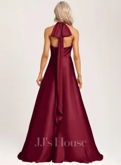 Jjshouse.fr Robe Trapèze Dos Nu Décolleté Asymétrique Col V Longueur Ras Du Sol Satiné Robe De Demoiselle D'honneur -Voiles mariée Soldes 772bd4d41a5367bf15088fee055ac928