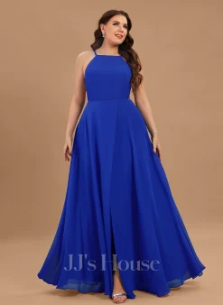 Jjshouse.fr Robe Trapèze Scoop Longueur Ras Du Sol Mousseline Mousseline Robe De Demoiselle D'honneur Avec Fendue Devant -Voiles mariée Soldes 773e3080c4f5aa75f287c63cf83f2314