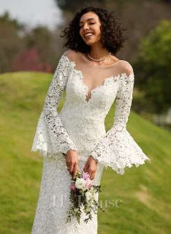 JJsHouse Forme Sirène/trompette Illusion Traîne Moyenne Dentelle Robe De Mariée -Voiles mariée Soldes 784be2cdf51f22f2778c507e7fbd0146