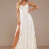 JJsHouse Robe Trapèze Col V Longueur Ras Du Sol Dentelle Robe De Mariée