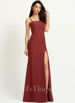 Jjshouse.fr Fourreau Carré Longueur Ras Du Sol Mousseline Robe De Demoiselle D'honneur Avec Fendue Devant