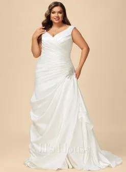 JJsHouse Robe Trapèze Col V Traîne Moyenne Satiné Robe De Mariée Avec Brodé 25 JJsHouse Robe Trapèze Col V Traîne Moyenne Satiné Robe De Mariée Avec Brodé -Voiles mariée Soldes 7acdf4b0fb9d20e7d662a389745288af