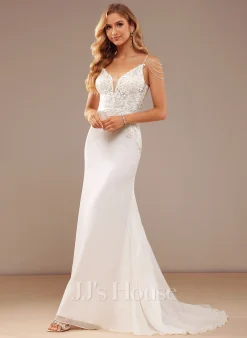 JJsHouse Forme Sirène/trompette Col V Traîne Moyenne Mousseline Dentelle Robe De Mariée Avec Brodé Paillettes 18 JJsHouse Forme Sirène/trompette Col V Traîne Moyenne Mousseline Dentelle Robe De Mariée Avec Brodé Paillettes -Voiles mariée Soldes 7ec125df5bf16878cc20c4d88f962a1d