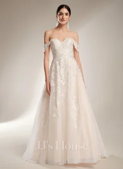 JJsHouse Robe Marquise/princesse épaule Dénudée Traîne Mi-longue Dentelle Tulle Robe De Mariée -Voiles mariée Soldes 801e8e394f19412db792a2824c455c8e