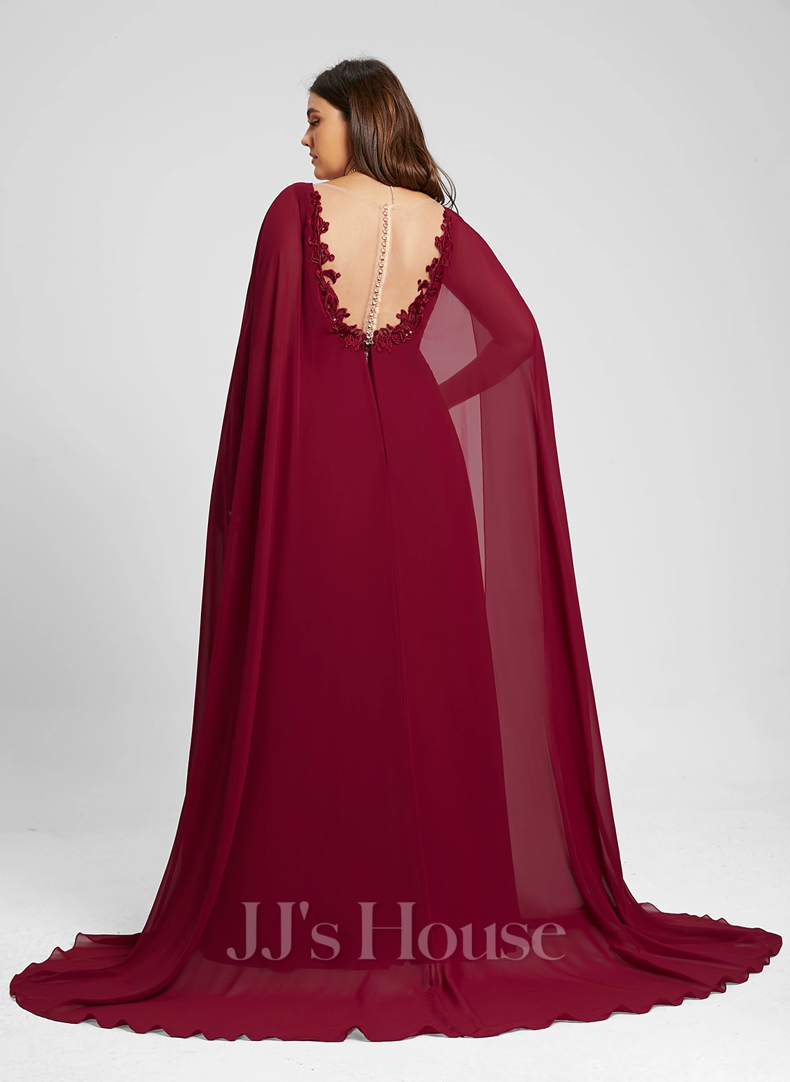 JJsHouse Robe Trapèze Col V Balayage/pinceau Train Mousseline Dentelle Robe De Mariée Avec Paillettes 8 JJsHouse Robe Trapèze Col V Balayage/pinceau Train Mousseline Dentelle Robe De Mariée Avec Paillettes – Image 8