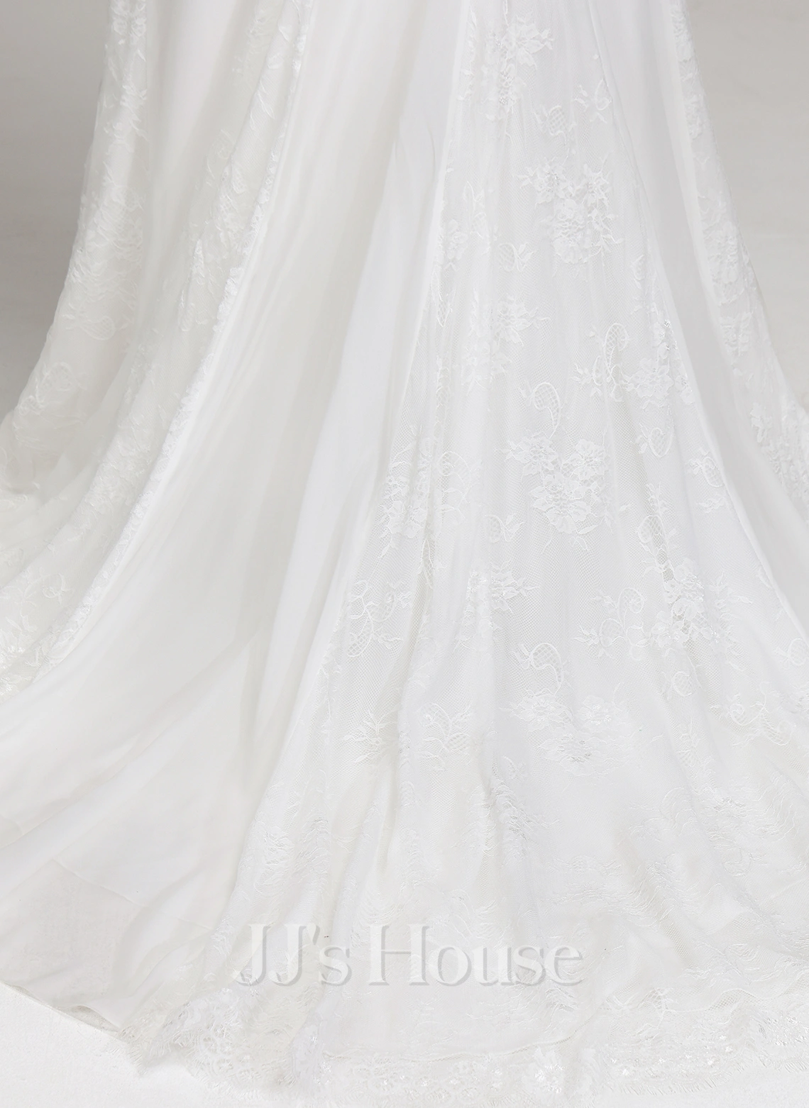 JJsHouse Forme Sirène/trompette Col V Traîne Moyenne Mousseline Dentelle Robe De Mariée 13 JJsHouse Forme Sirène/trompette Col V Traîne Moyenne Mousseline Dentelle Robe De Mariée – Image 13