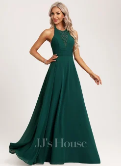 Jjshouse.fr Robe Trapèze Dos Nu Longueur Ras Du Sol Mousseline Dentelle Robe De Demoiselle D'honneur Avec Paillettes -Voiles mariée Soldes 8575e6532a1b202a1200b0b05699d5ea